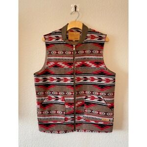 Powder River Outfitters Aztec Wool Vest Southwestern Blanket Print M